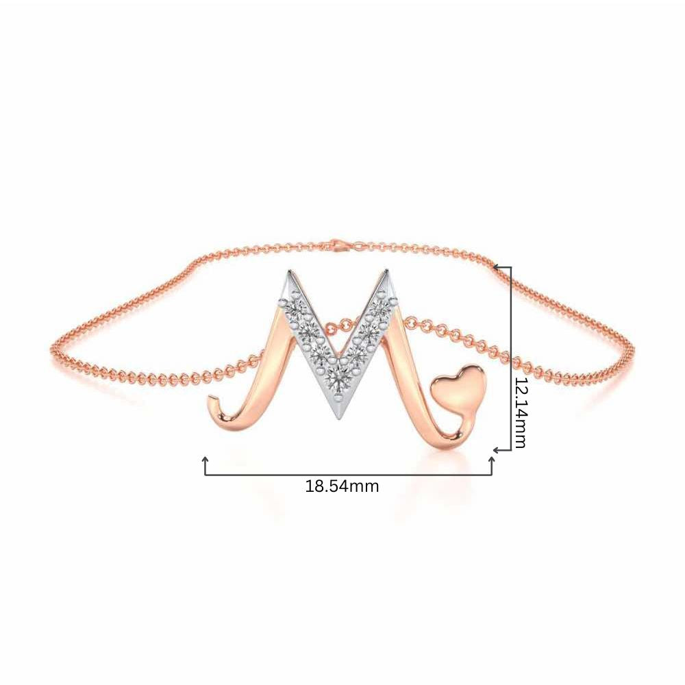 Lovely M Silver Pendant - Rose Gold - Image 4