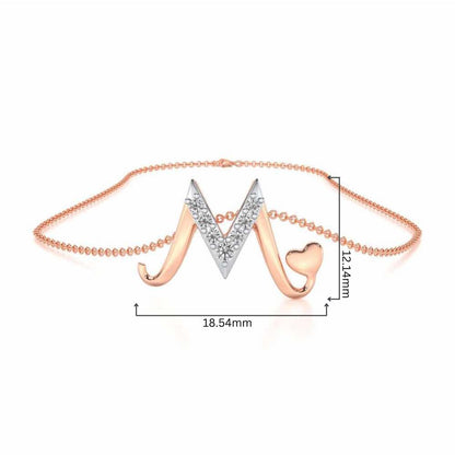 Lovely M Silver Pendant - Rose Gold - Image 4