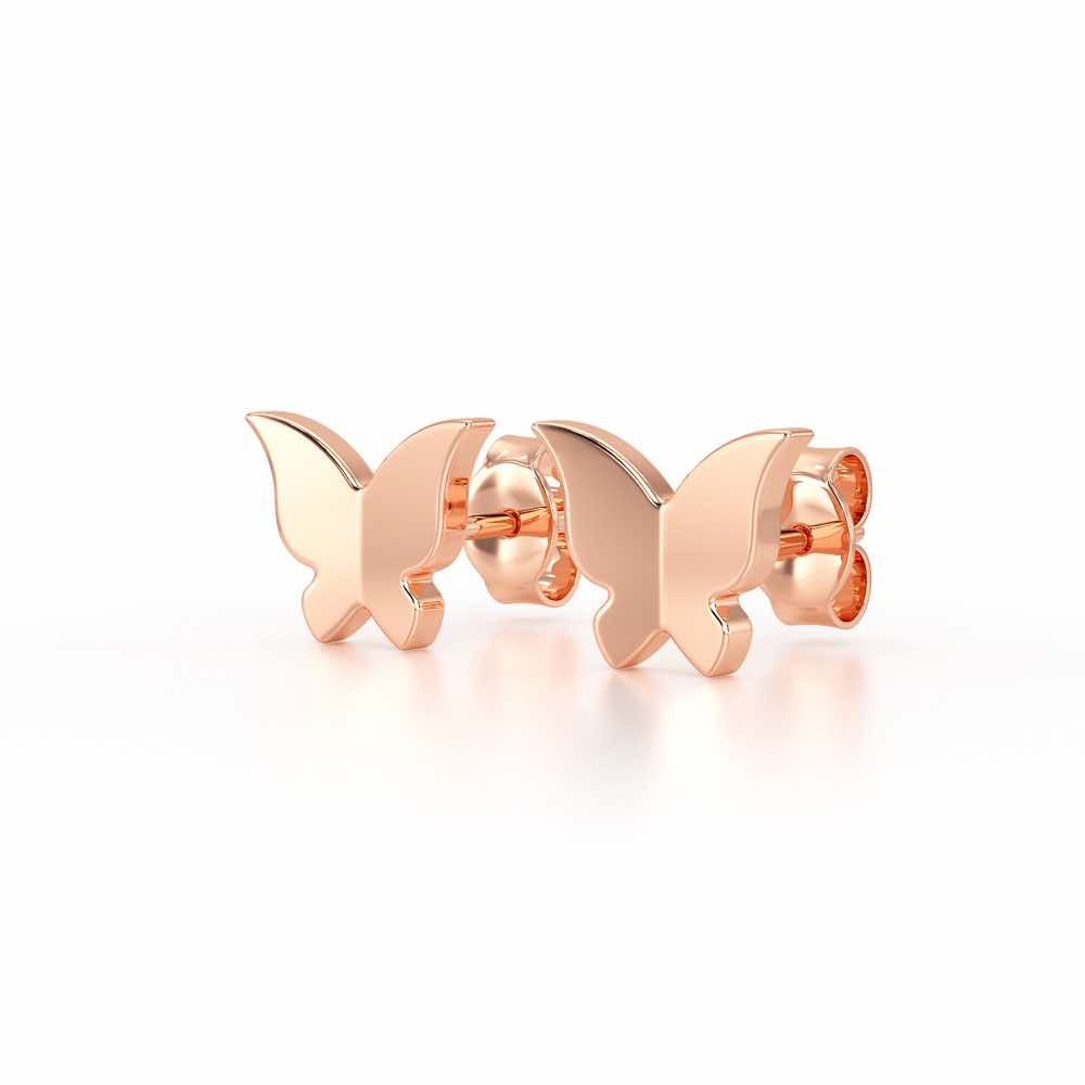 Small Butterflies Silver Earring Studs - Rose Gold - Image 3