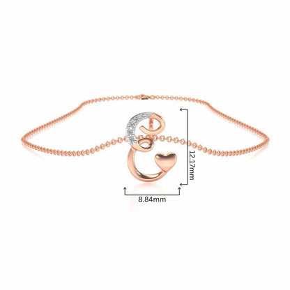 Lovely E Silver Pendant - Rose Gold - Image 4
