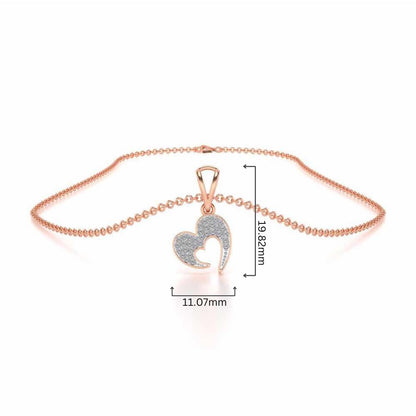 Crescent Heart Silver Pendant - Rose Gold - Image 4