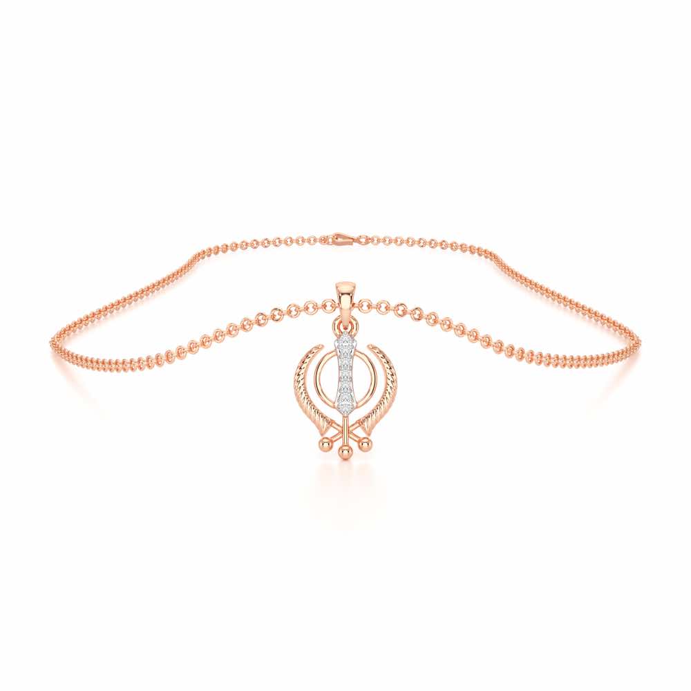 Khalsa Pure Silver Pendant - Rose Gold - Image 3