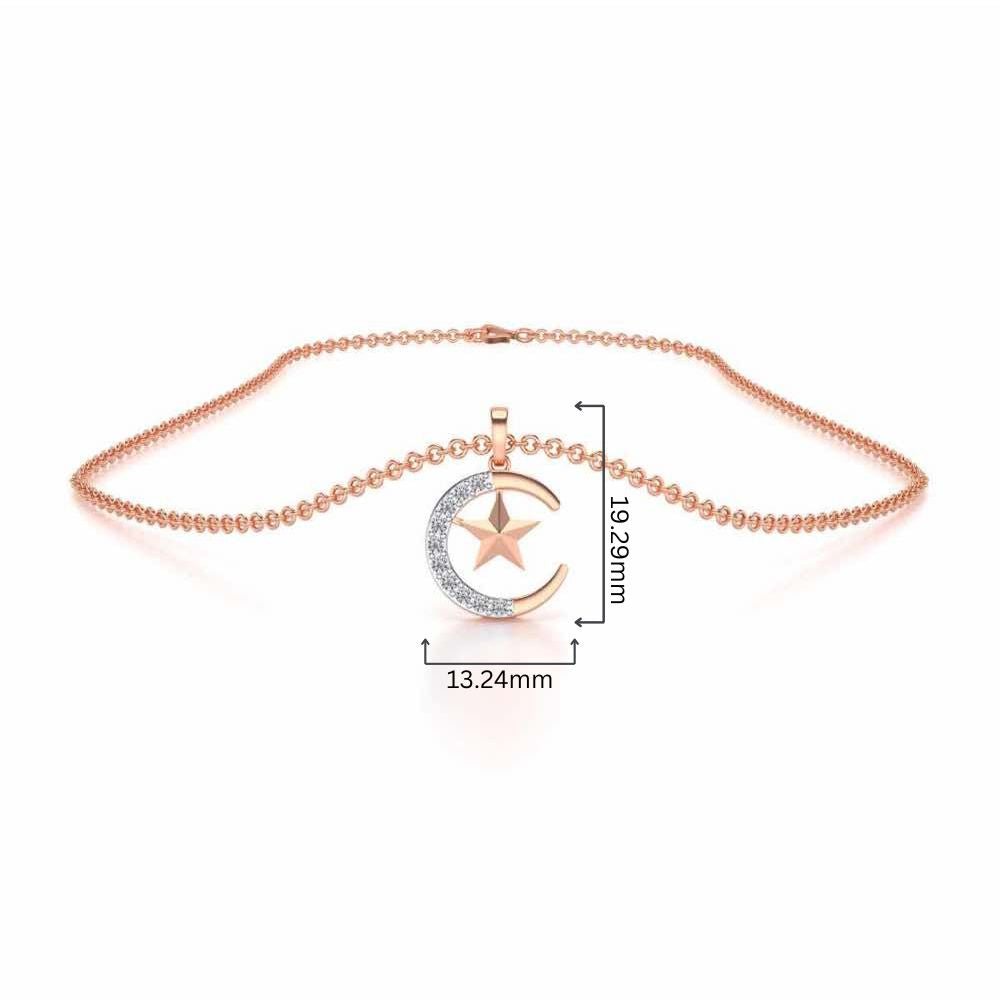 Moon-Star Silver Pendant - Rose Gold - Image 4