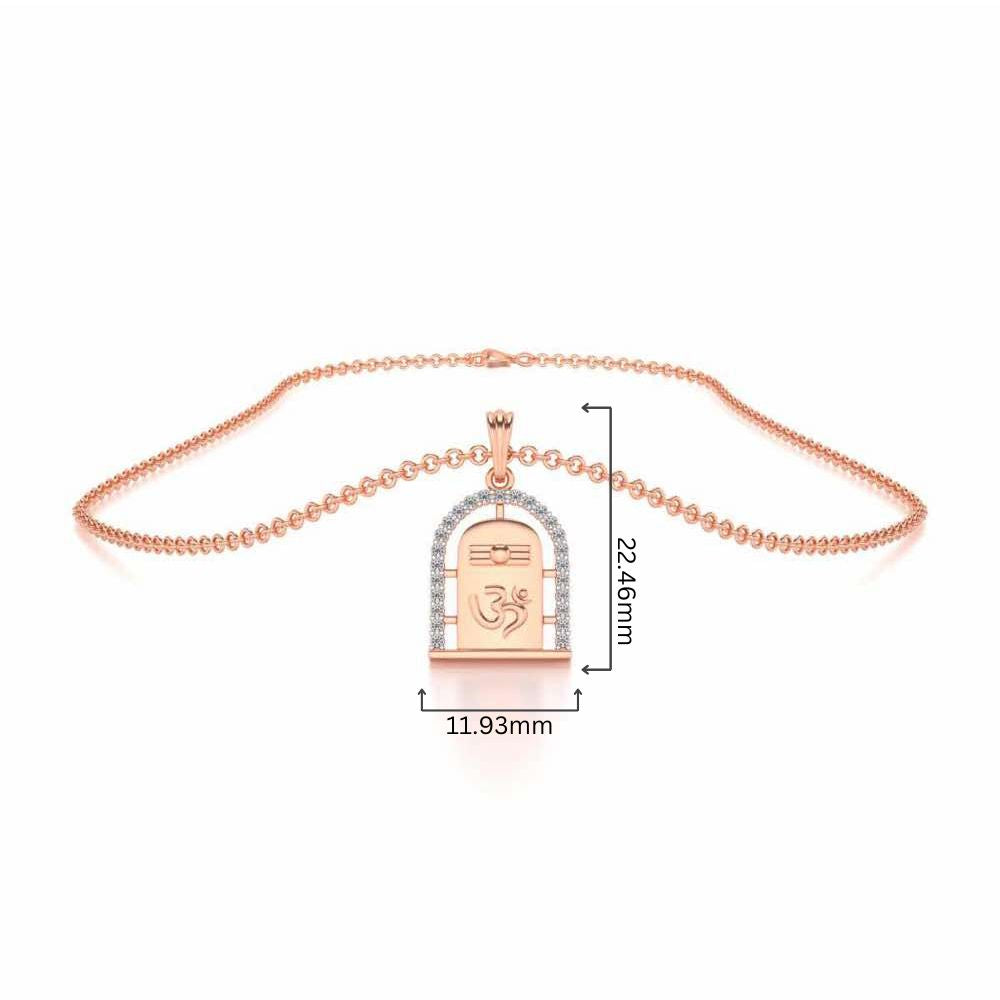 Om Linga Silver Pendant - Rose Gold - Image 4