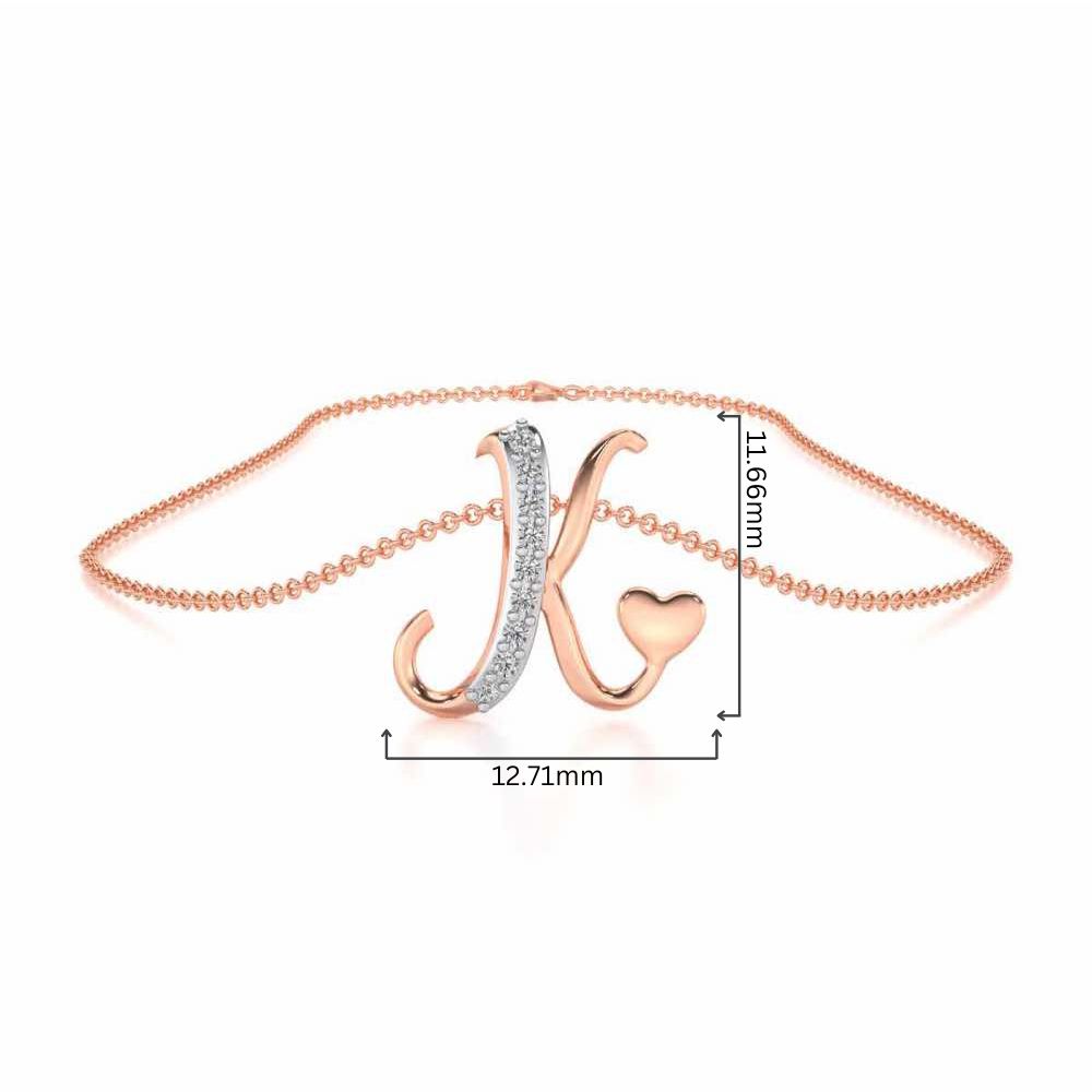 Lovely K Silver Pendant - Rose Gold - Image 4