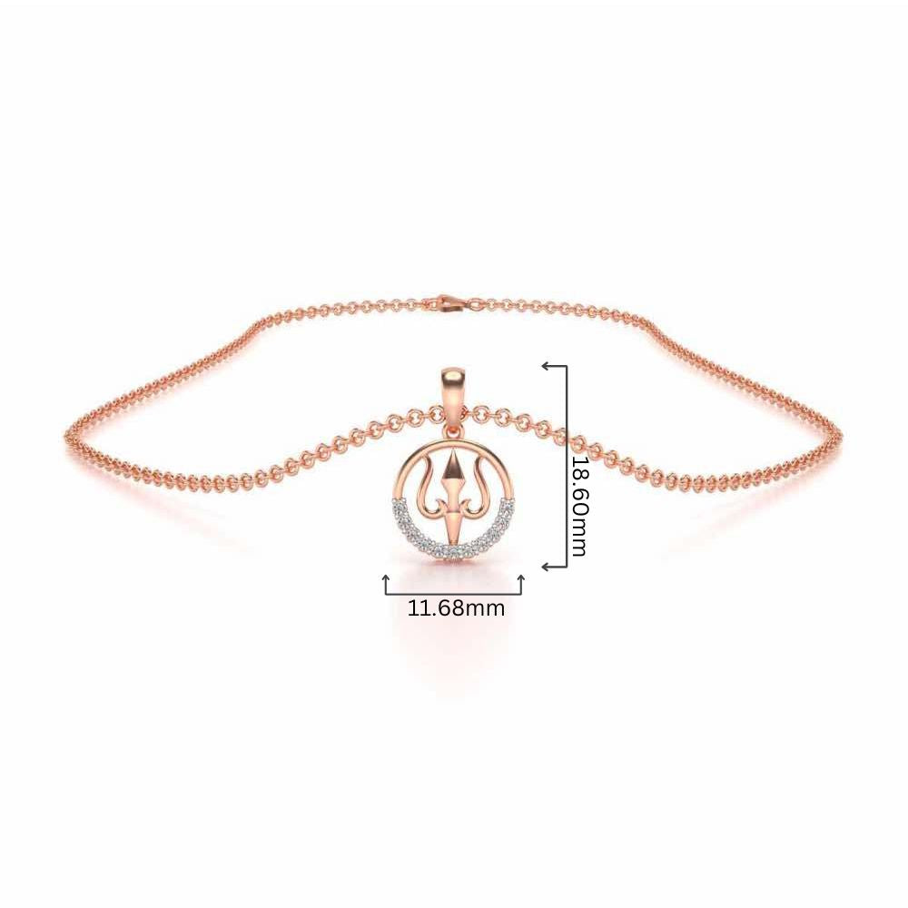 Trident Silver Pendant - Rose Gold - Image 4