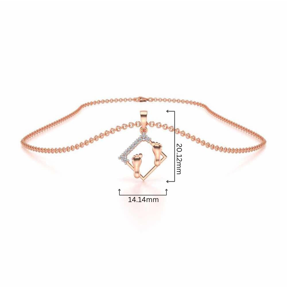 Framed Feet Silver Pendant - Rose Gold - Image 4