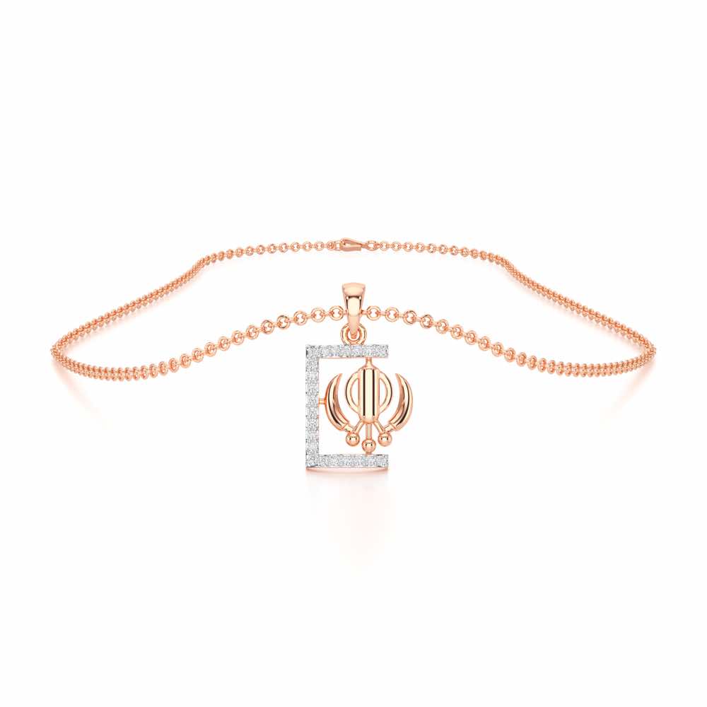 Khalsa Aura Silver Pendant - Rose Gold - Image 3