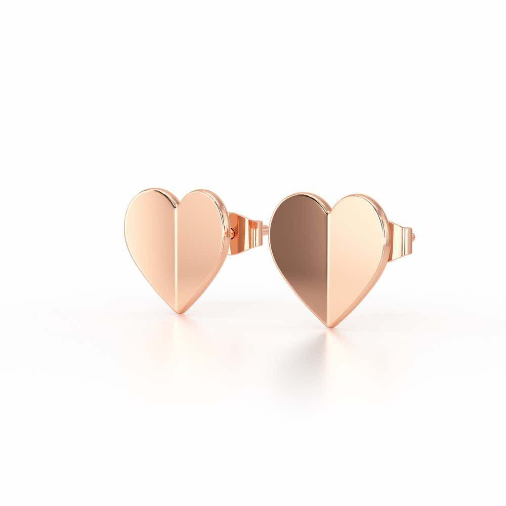 Trinket Heart Silver Earring Studs - Rose Gold - Image 3