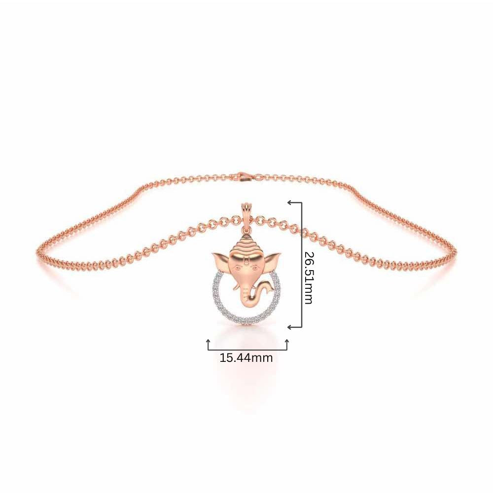 Ganesha Silver Pendant - Rose Gold - Image 4