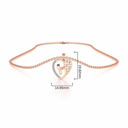 Locked Heart Silver Pendant - Rose Gold - Image 4