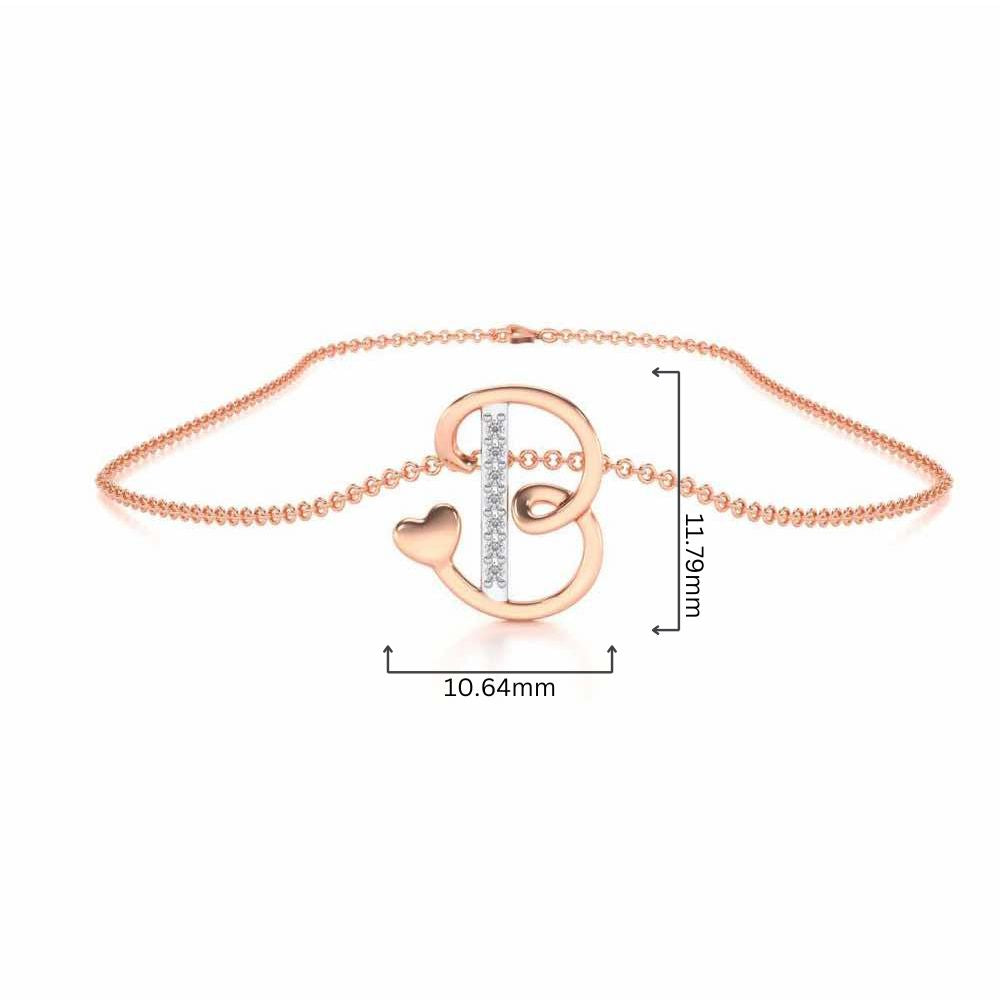 Lovely B Silver Pendant - Rose Gold - Image 4