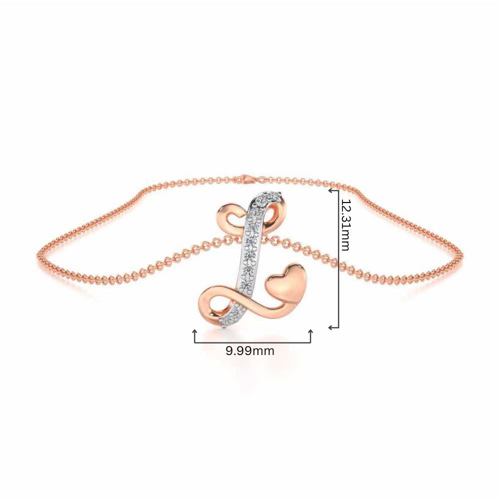 Lovely L Silver Pendant - Rose Gold - Image 4