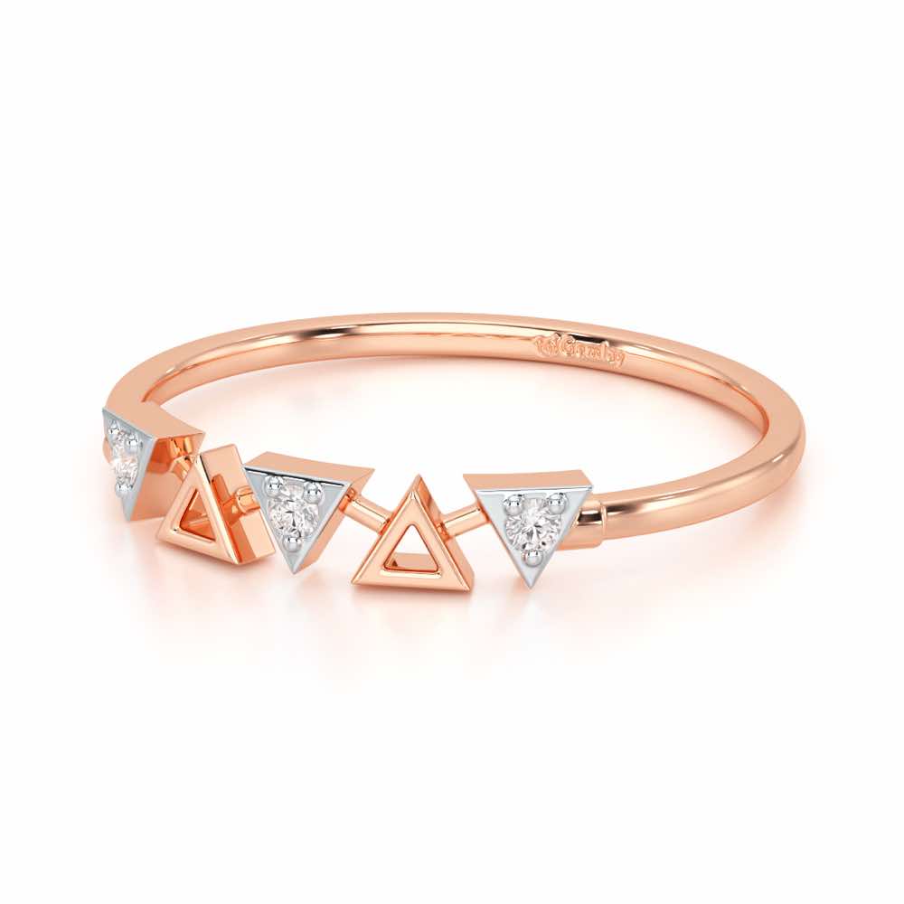 Triangle Meet Silver Ring - Rose Gold - Image 3