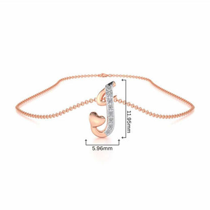 Lovely J Silver Pendant - Rose Gold - Image 4