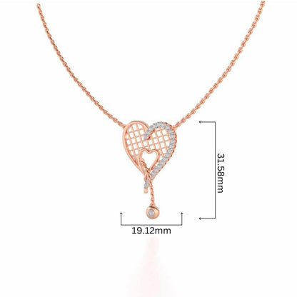 Lovely Heart Silver Pendant - Rose Gold - Image 4