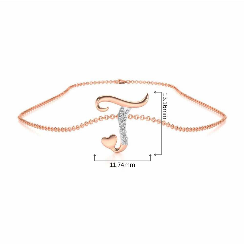 Lovely T Silver Pendant - Rose Gold - Image 4