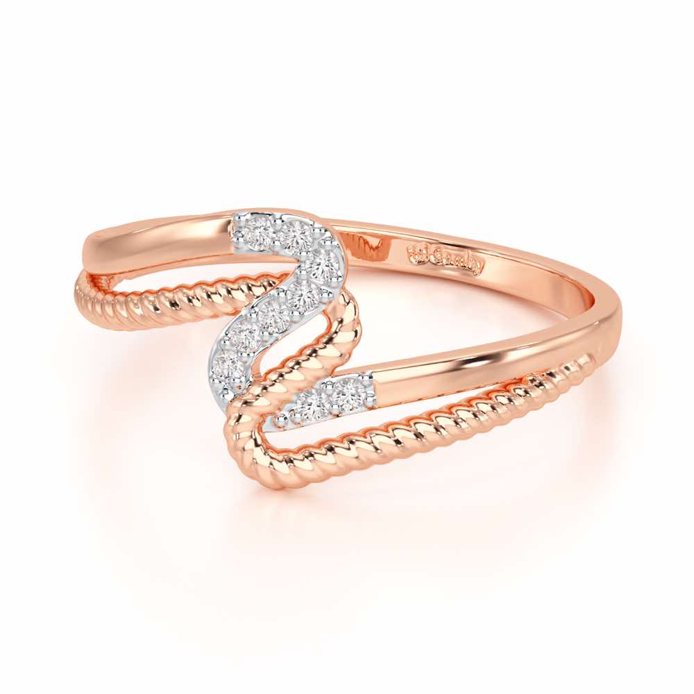 Down Wave Silver Ring - Rose Gold - Image 3