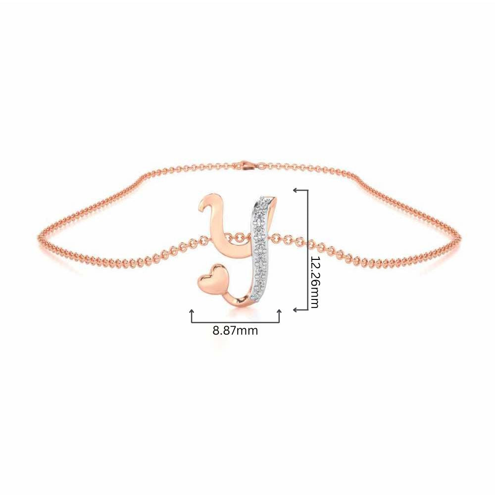 Lovely Y Silver Pendant - Rose Gold - Image 4