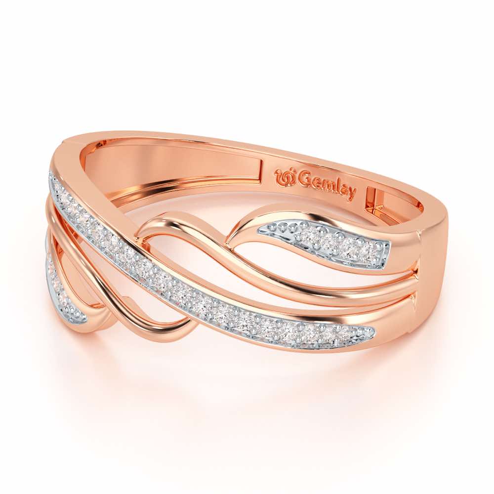 Luminis Wave Silver Ring - Rose Gold - Image 3