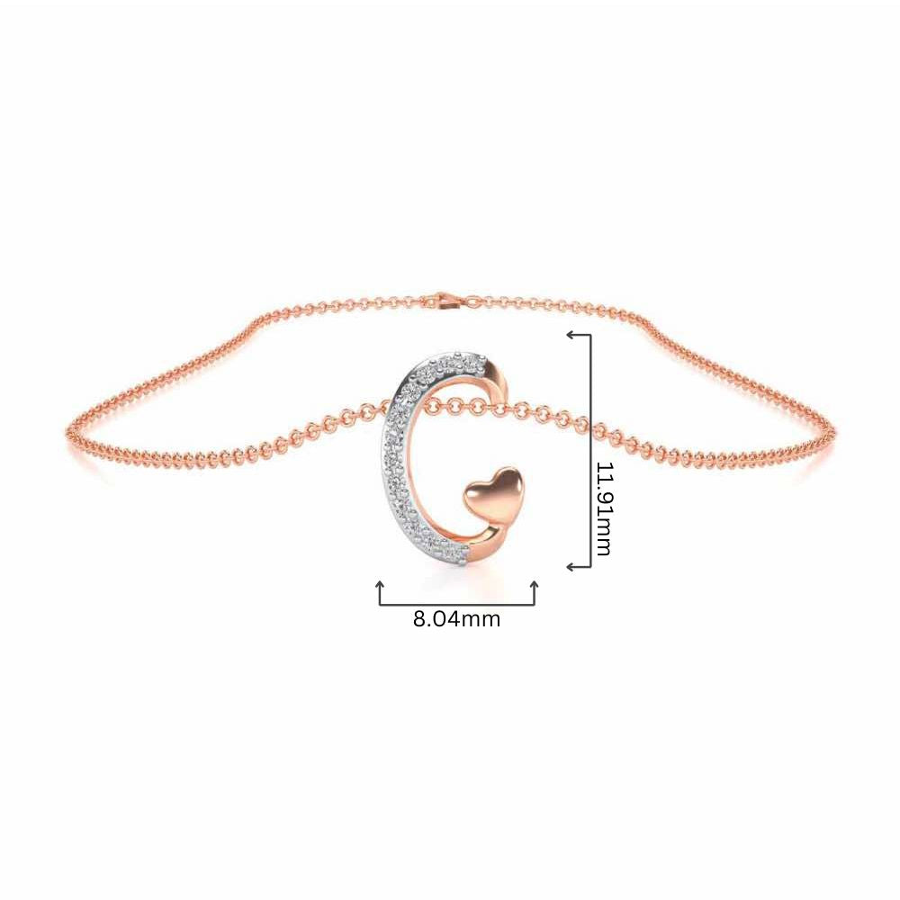 Lovely C Silver Pendant - Rose Gold - Image 4