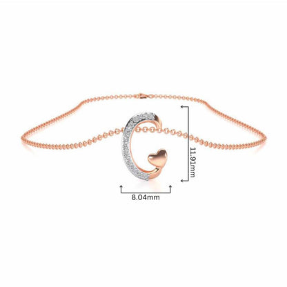 Lovely C Silver Pendant - Rose Gold - Image 4