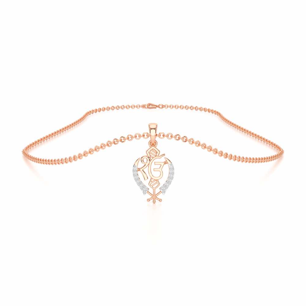 Onkar Supreme Silver Pendant - Rose Gold - Image 3