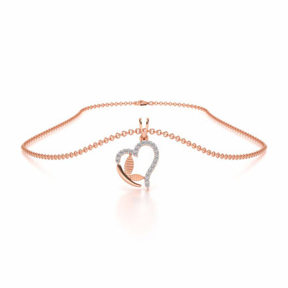 Butterfly Heart Silver Pendant - Rose Gold - Image 3