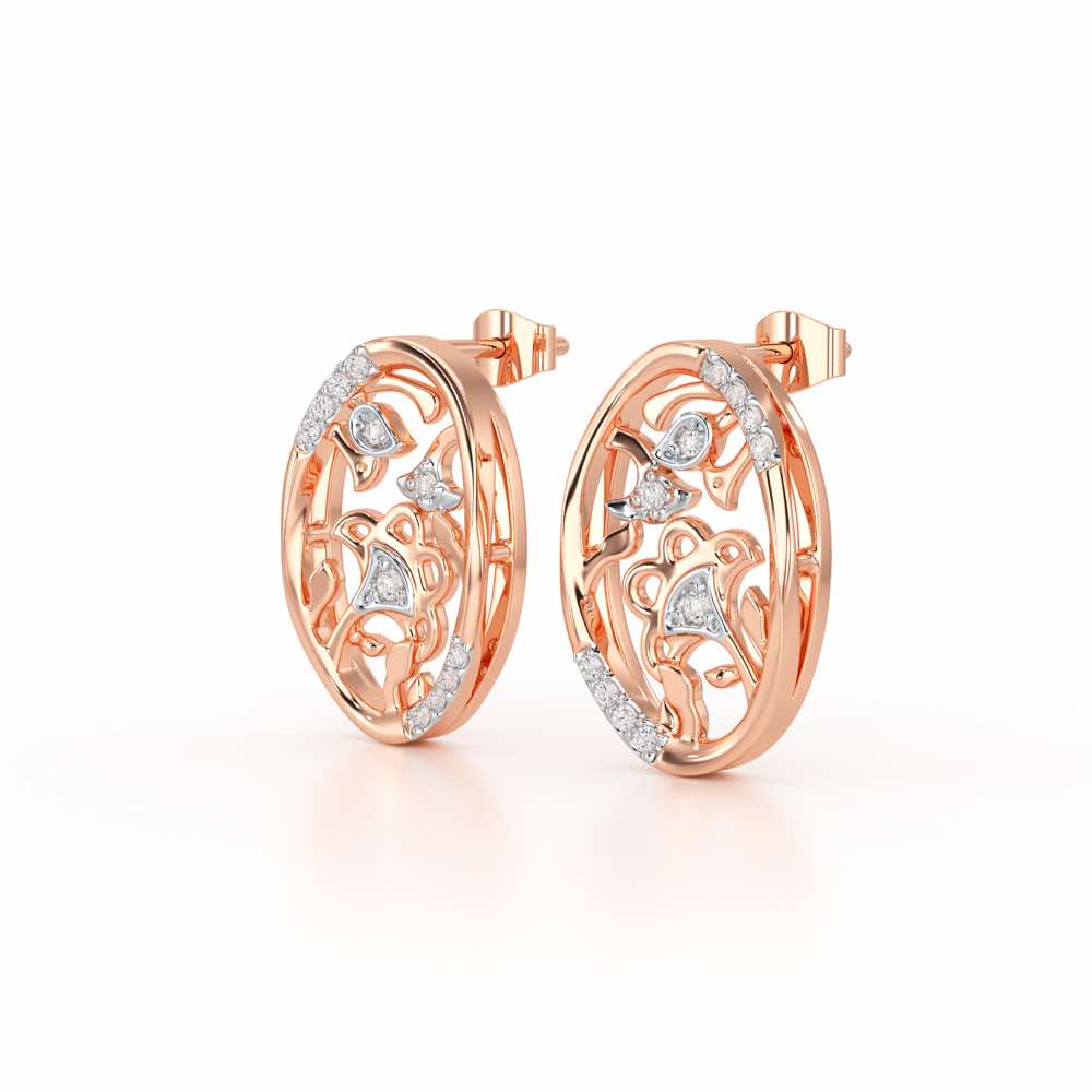 Ornate Glow Silver Earring Studs - Rose Gold - Image 3