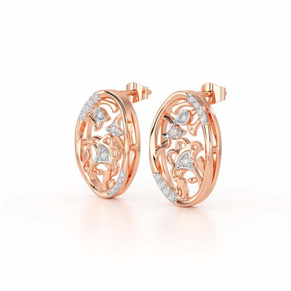Ornate Glow Silver Earring Studs - Rose Gold - Image 3