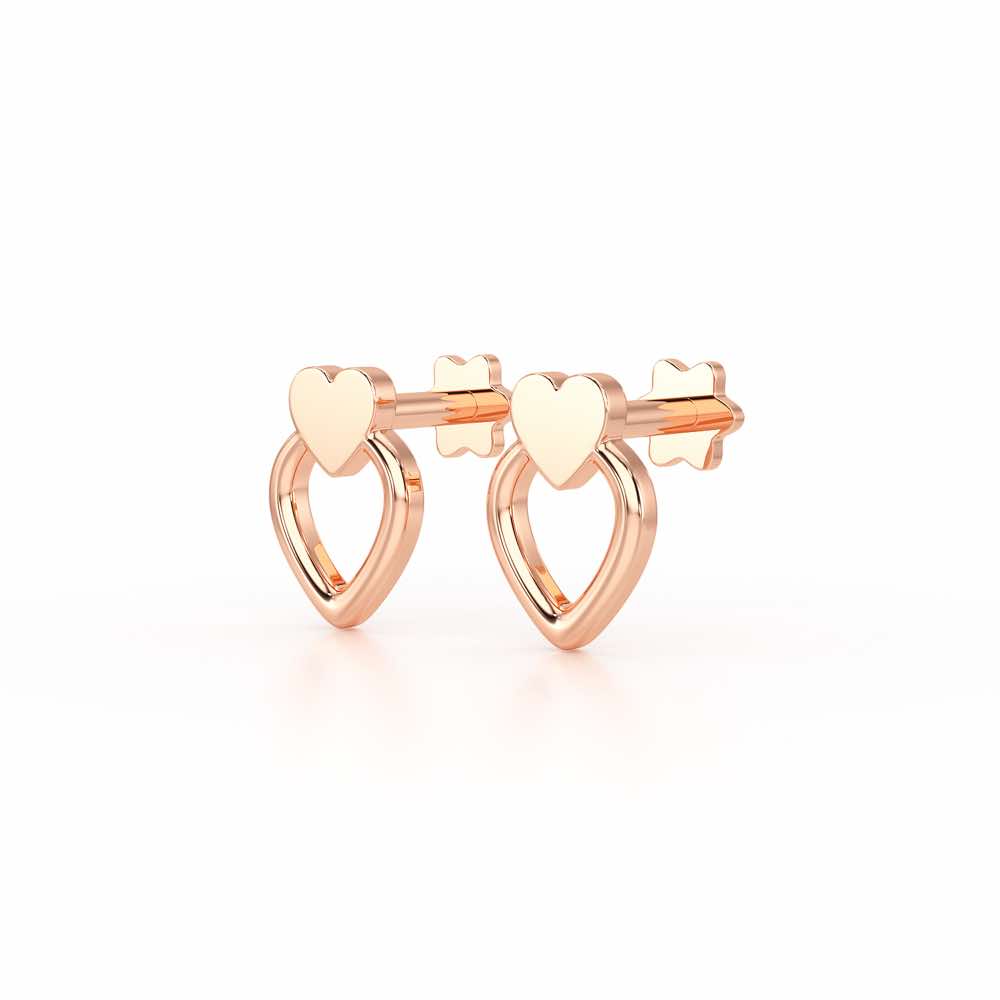 Mini Hearts Silver Earrings - Rose Gold - Image 3