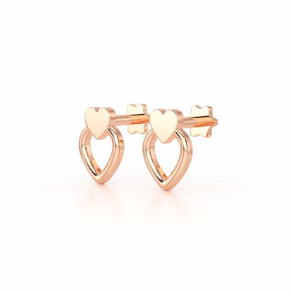 Mini Hearts Silver Earrings - Rose Gold - Image 3