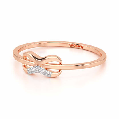 Quirky Wave Silver Ring - Rose Gold - Image 3