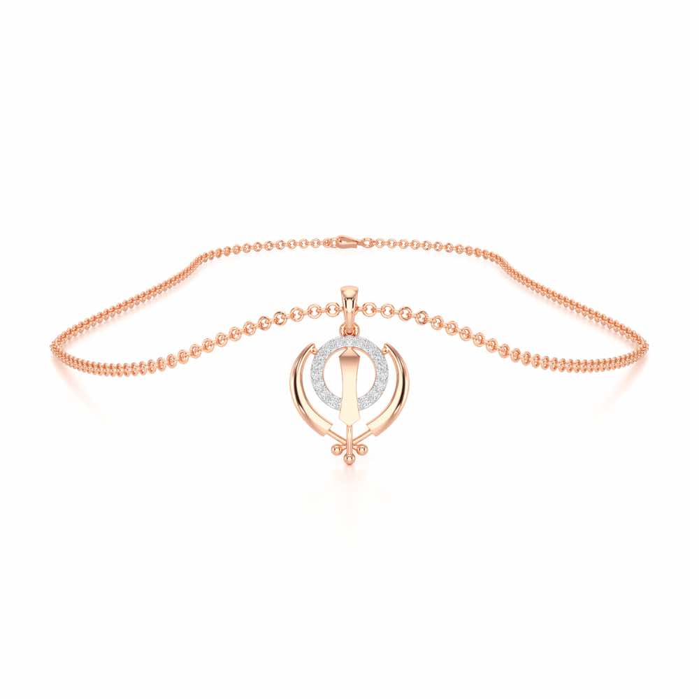 Khalsa Meher Silver Pendant - Rose Gold - Image 3