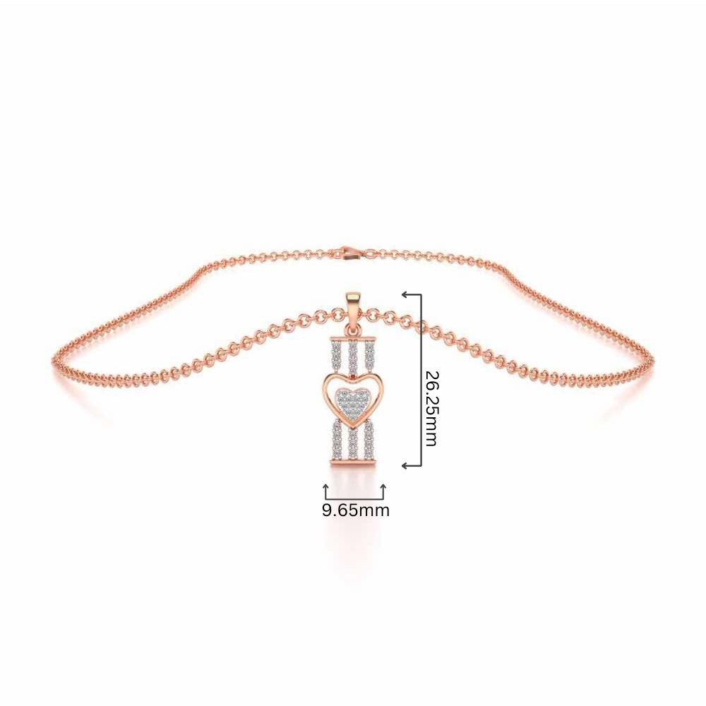 Heart Pillar Silver Pendant - Rose Gold - Image 4