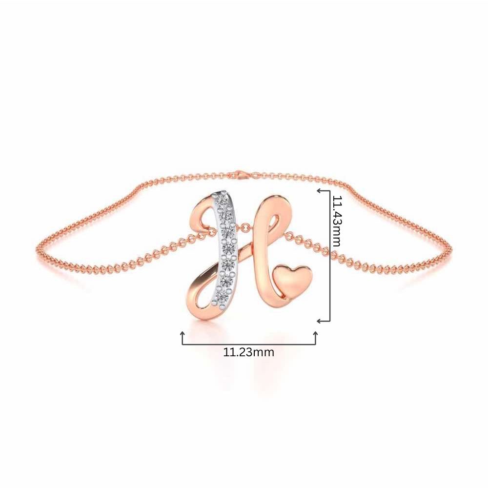 Lovely H Silver Pendant - Rose Gold - Image 4