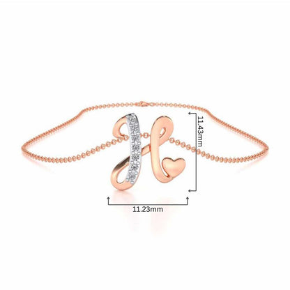 Lovely H Silver Pendant - Rose Gold - Image 4