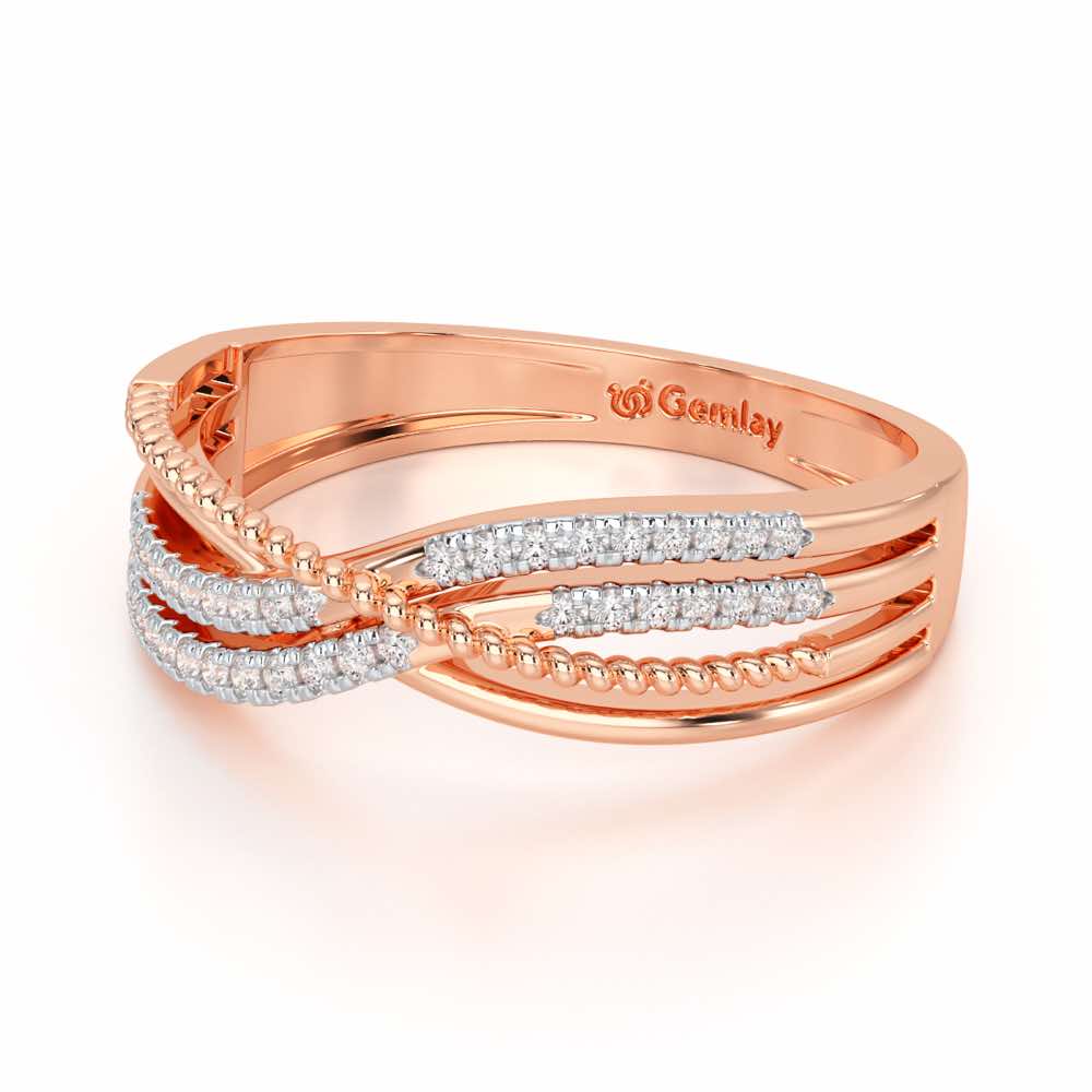 Crssing Wave Silver Ring - Rose Gold - Image 3