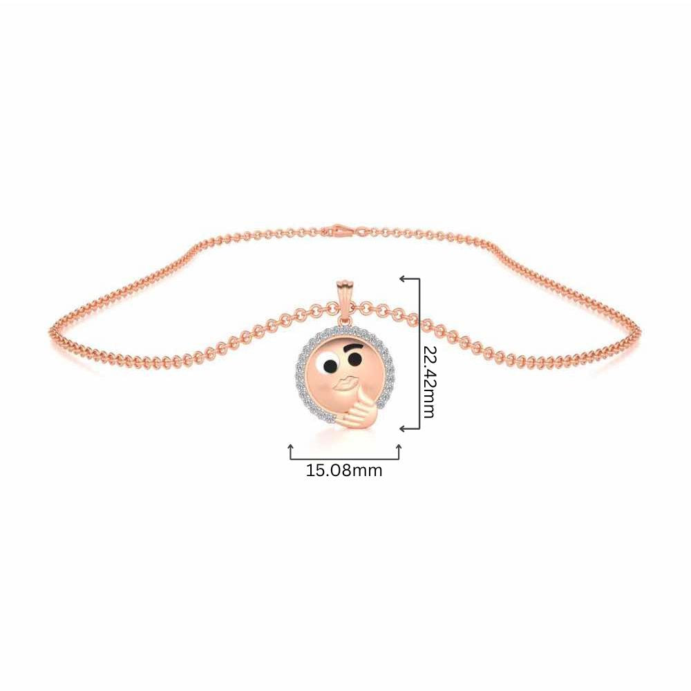 Thinking Face Silver Pendant - Rose Gold - Image 4