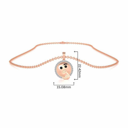 Thinking Face Silver Pendant - Rose Gold - Image 4