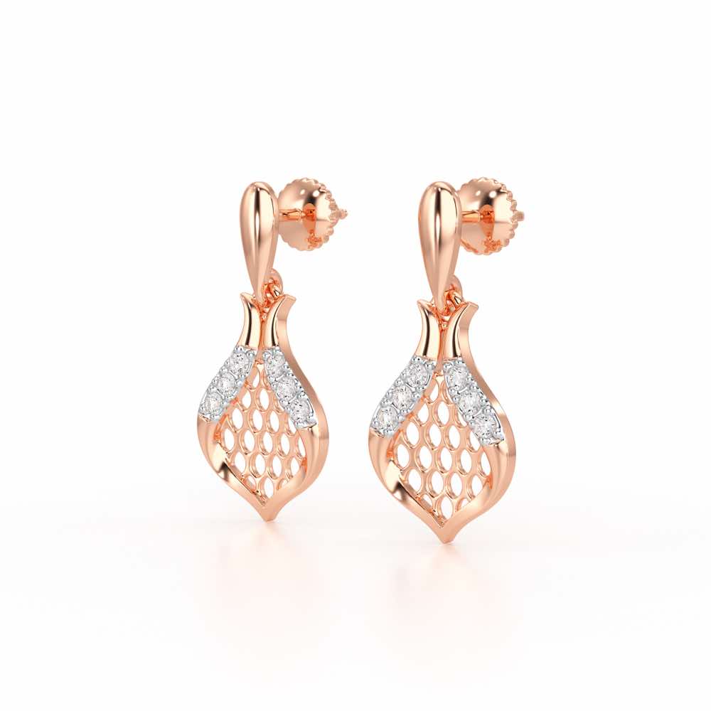 Pasha Elegance Dangler Silver Earrings - Rose Gold - Image 3