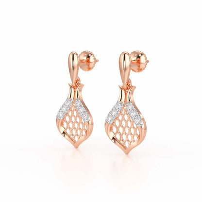 Pasha Elegance Dangler Silver Earrings - Rose Gold - Image 3