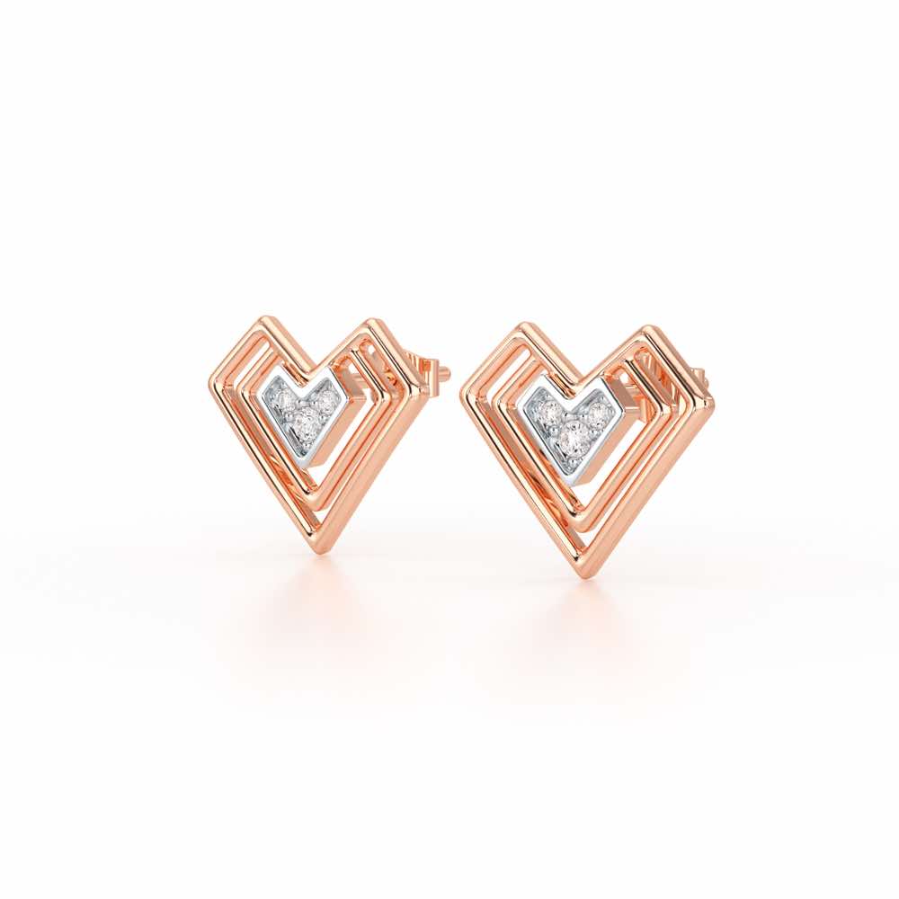 Perfect Pointers Silver Earring Studs - Rose Gold - Image 3