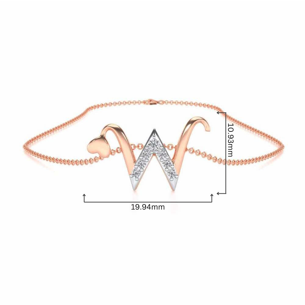 Lovely W Silver Pendant - Rose Gold - Image 4