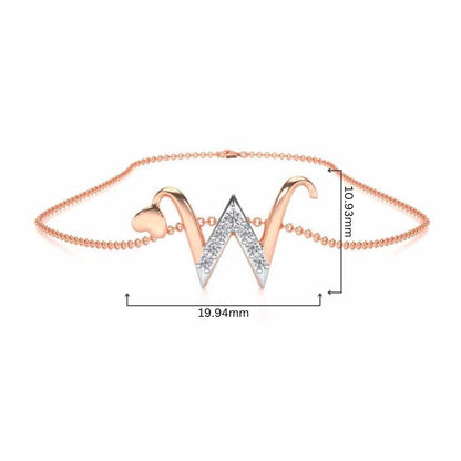 Lovely W Silver Pendant - Rose Gold - Image 4