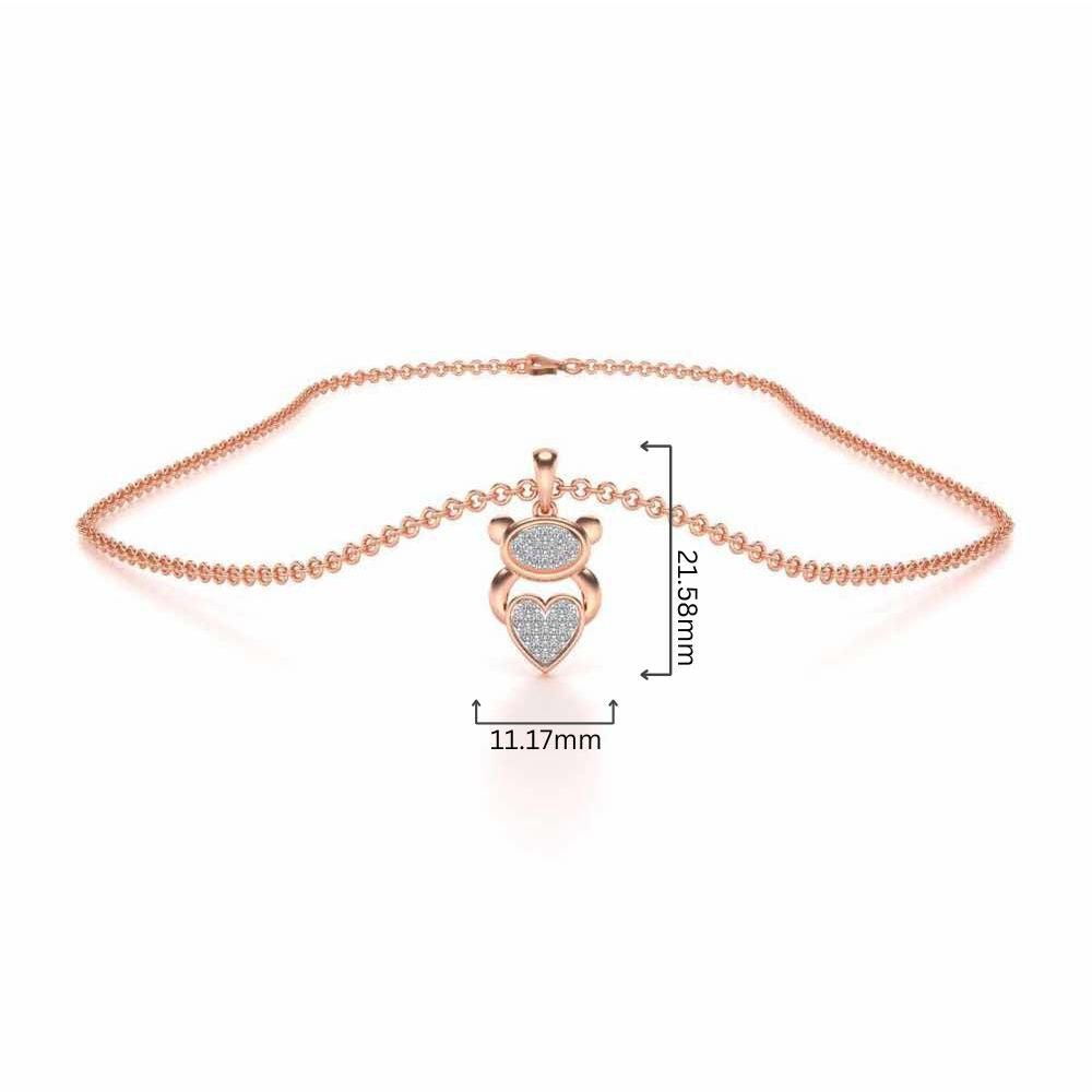 Teddy Heart Silver Pendant - Rose Gold - Image 4