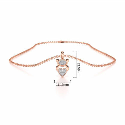 Teddy Heart Silver Pendant - Rose Gold - Image 4