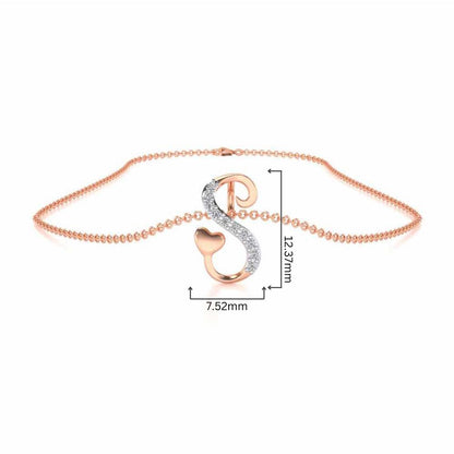 Lovely S Silver Pendant - Rose Gold - Image 4