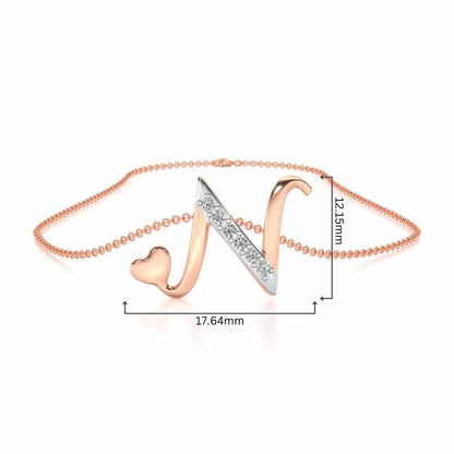 Lovely N Silver Pendant - Rose Gold - Image 4