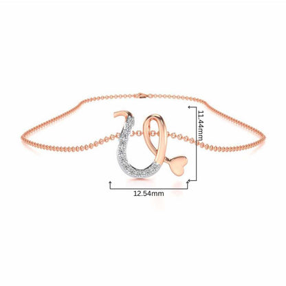 Lovely U Silver Pendant - Rose Gold - Image 4